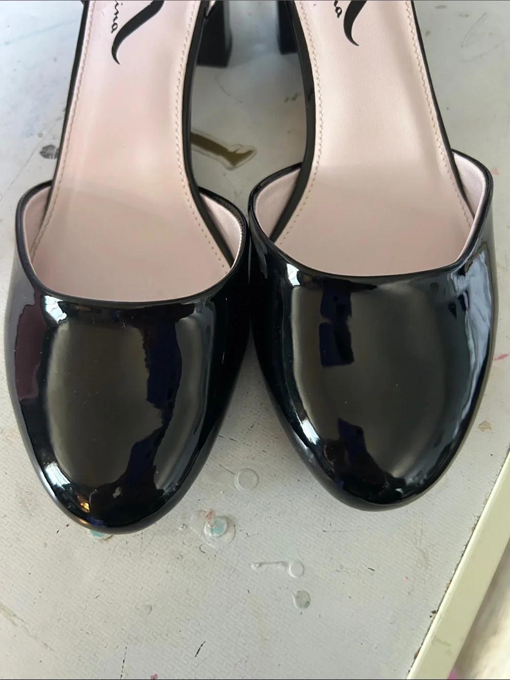 Nina Black Patent Mary Jane Block Heel Shoes